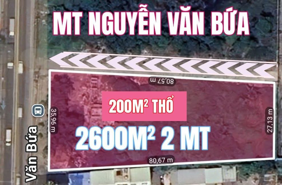 🟥Bán đất 2600m² có sẵn 200m² thổ cư ngang 35m giá 26 tỷ tại Đường Nguyễn Văn Bứa Xuân Thới Sơn dẻ nhất khu vực
