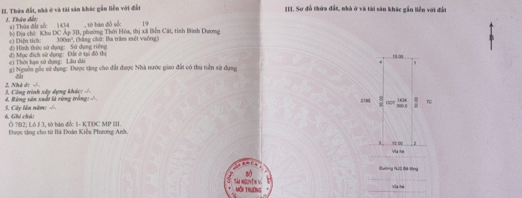 10X30, FULL THỔ, GIÁ SỐC, KCN MỸ PHƯỚC 3, ĐƯỜNG NJ2, DÂN CƯ ĐÔNG,