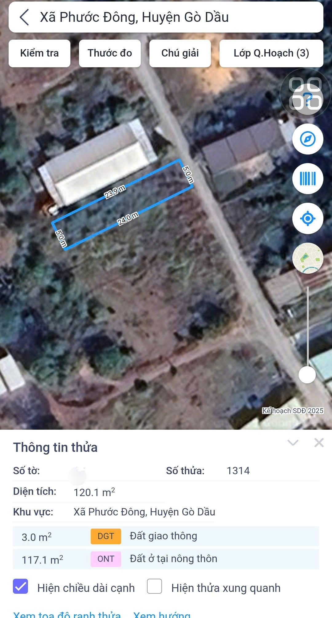 SÁT VÁCH KCN PHƯỚC ĐÔNG - 5x24M - GIÁ 650 TRIỆU (thương lượng thiện chí). LH:0772507203