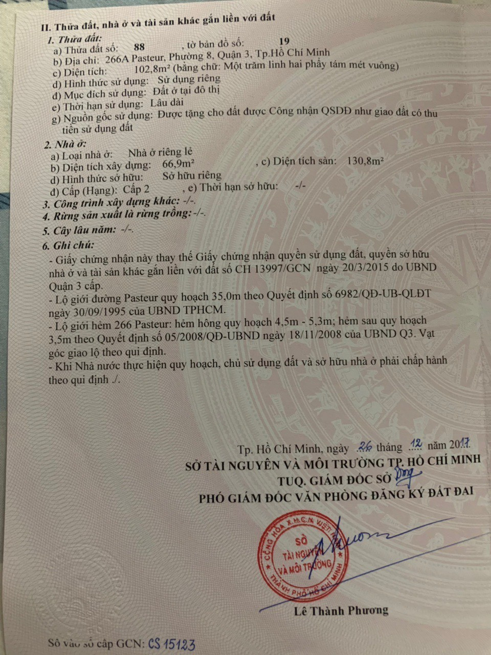 Bán nhà 266A Pasteur, phường 8, quận 3 – Giá 74 tỷ