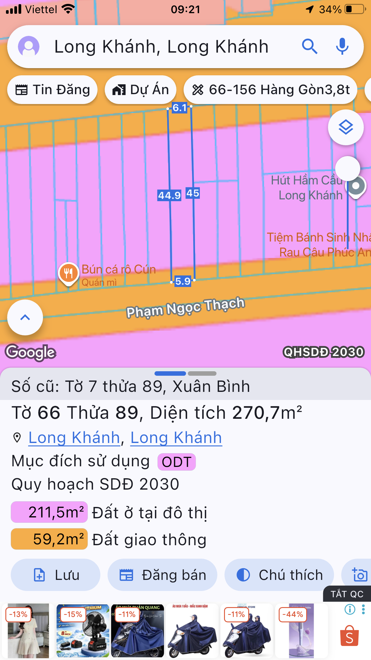 Cần bán gấp 6m*45m đường phạm ngọc thạch phường xuân bình cũ