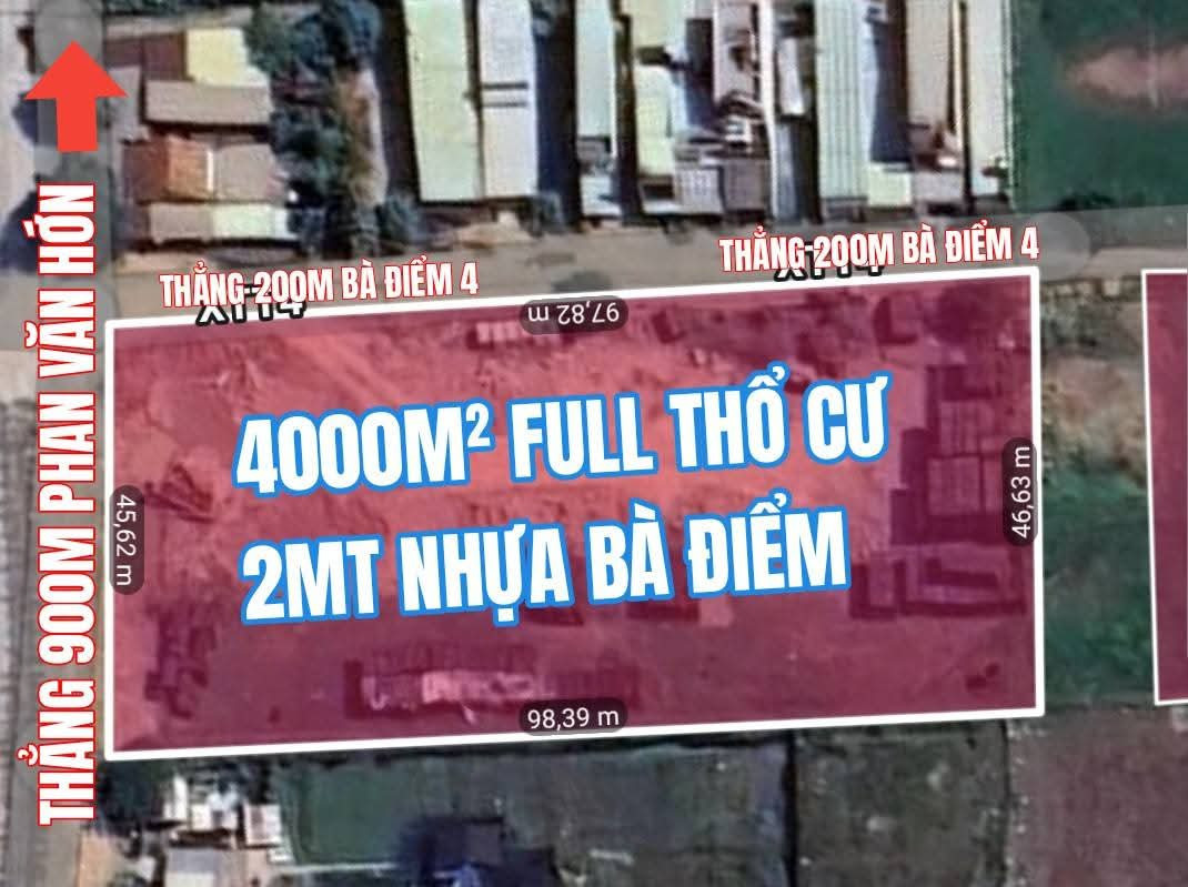 Bán đất 4500m² ngang 45x100m giá 107 tỷ Xã Bà Điểm