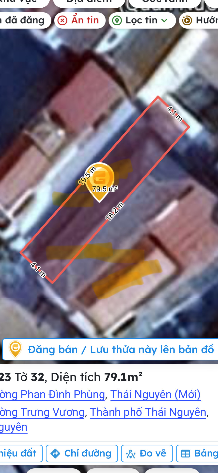 Bán đất 79.1m² ngang 4,1m giá 3.33 tỷ Phường Phan Đình Phùng