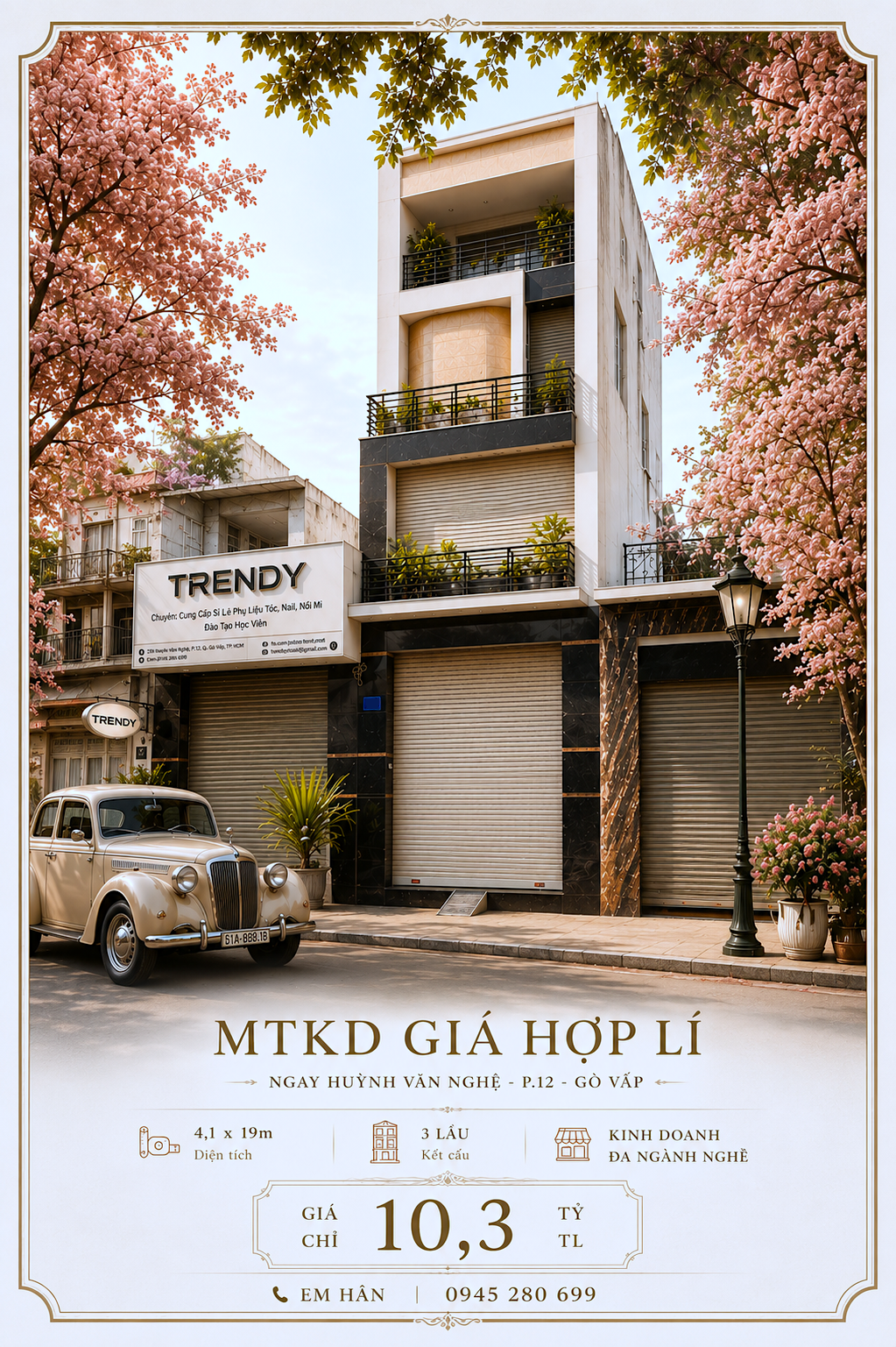 MTKD GIÁ HỢP LÍ Ở NGAY HUỲNH VĂN NGHỆ P12 4,1X19M 3L KINH DOANH ĐA NGÀNH NGHỀ GIÁ 10,3 TỶ TL