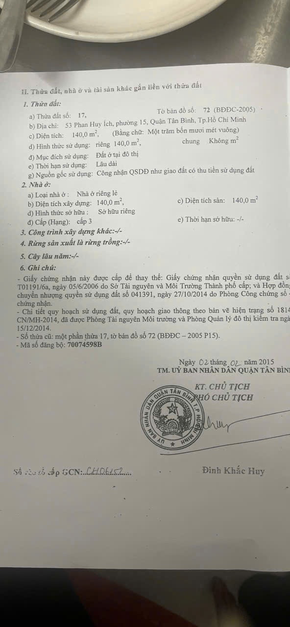 Bán nhà Phan Huy Ích, Phường 15, Quận Tân Bình – Giá 43 tỷ