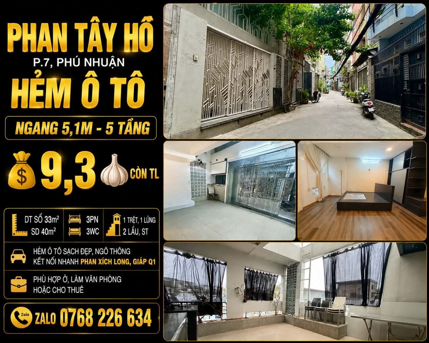 Bán Nhà riêng 40m2 có sẵn 33 m2 thổ cư giá 9.3 tỷ tại Đường Phan Tây Hồ Phường 07 Quận Phú Nhuận TP. Hồ Chí Minh