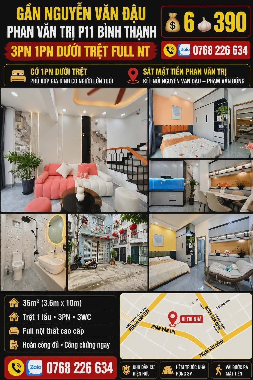 Bán Nhà riêng 36m² thổ cư 36m² giá 6.39 tỷ tại Đường Phan Văn Trị Phường 11 Quận Bình Thạnh TP. Hồ Chí Minh
