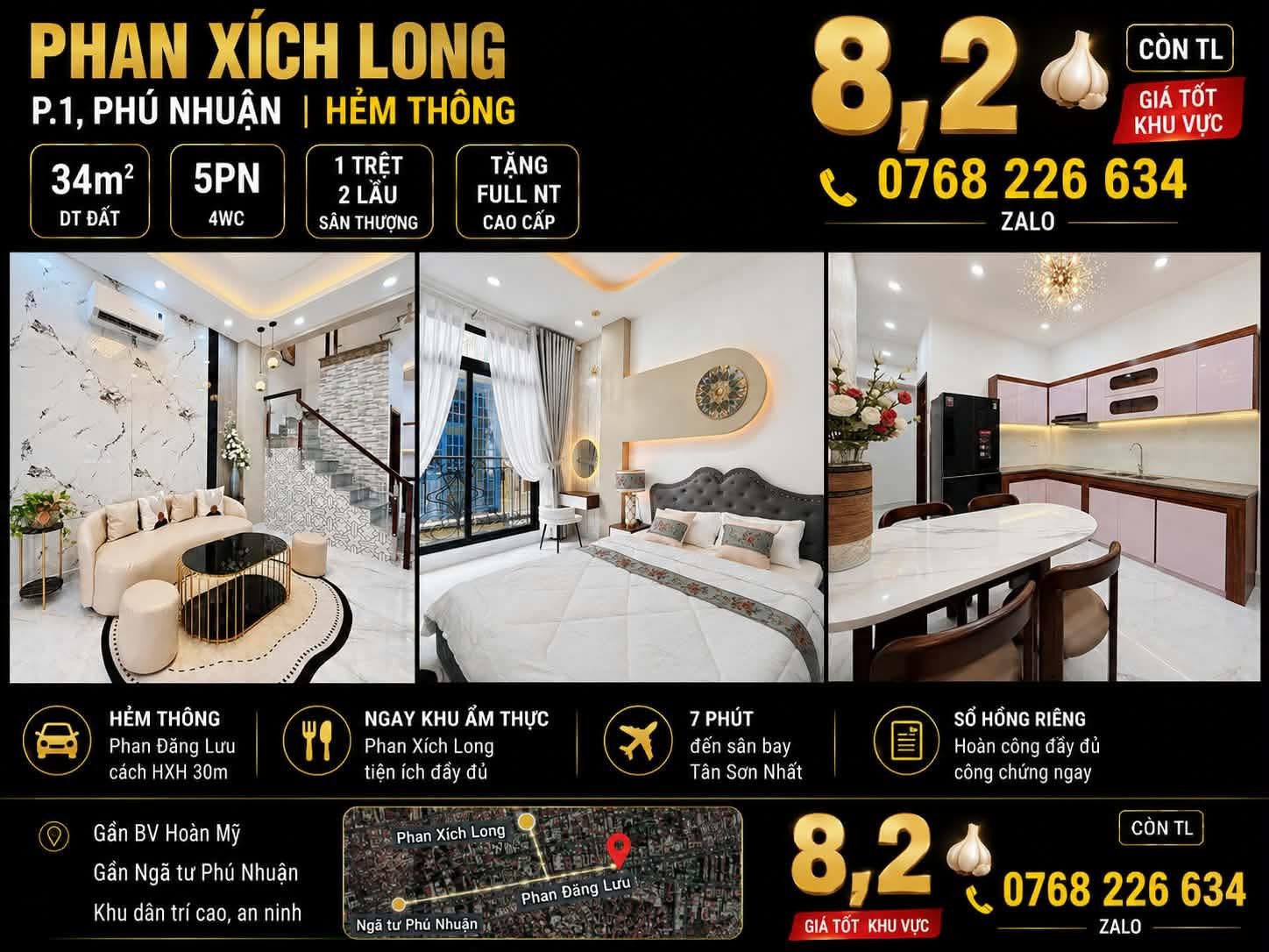 Bán Nhà riêng 34m2 có sẵn 34 m2 thổ cư giá 8.2 tỷ tại Đường Phan Xích Long Phường 01 Quận Phú Nhuận TP. Hồ Chí Minh