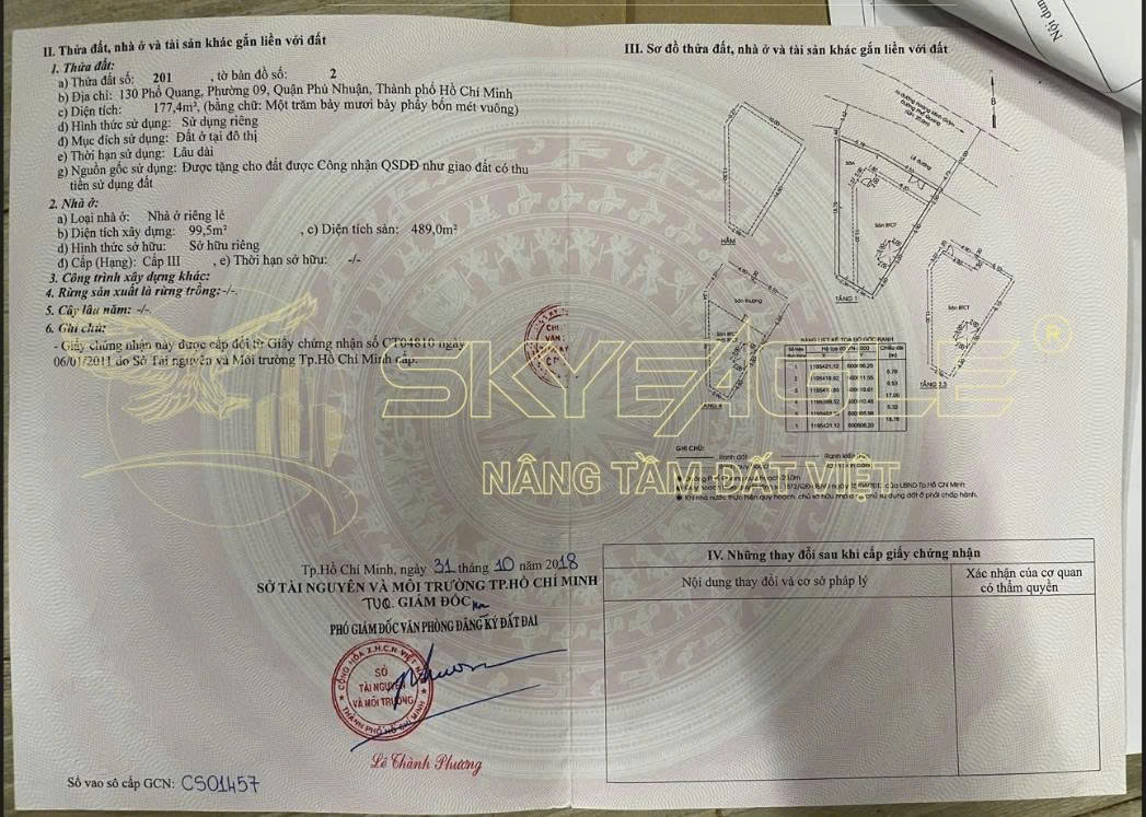 Bán nhà 130 phổ quang, phường 2, Tân Bình – Giá 60 tỷ