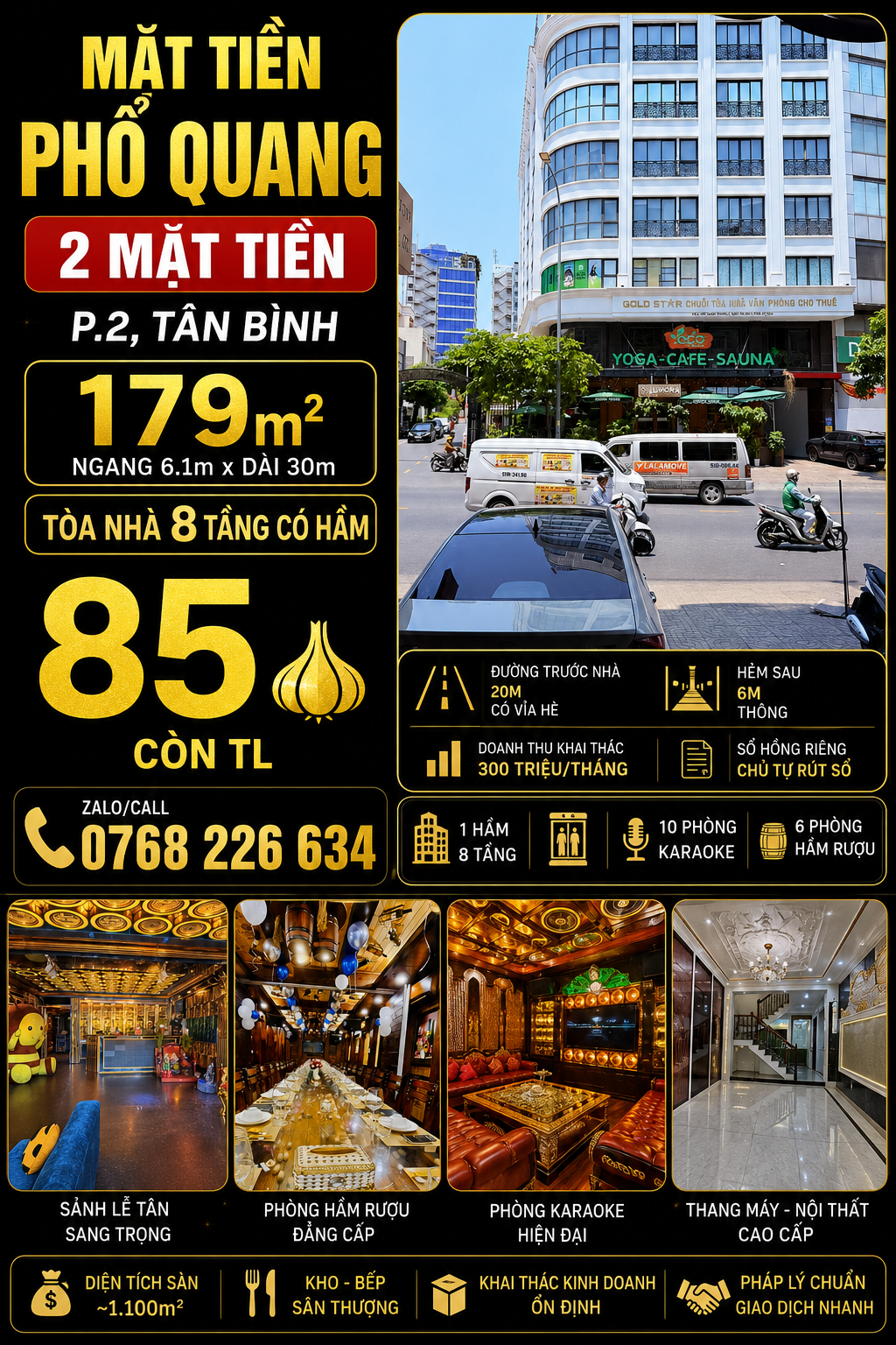 Mặt tiền Phổ Quang, P.2, Tân Bình. 2 MT. 179m². Tòa nhà 8 tầng có hầm. 💰85 🧄 còn TL

📱 0768 226 634