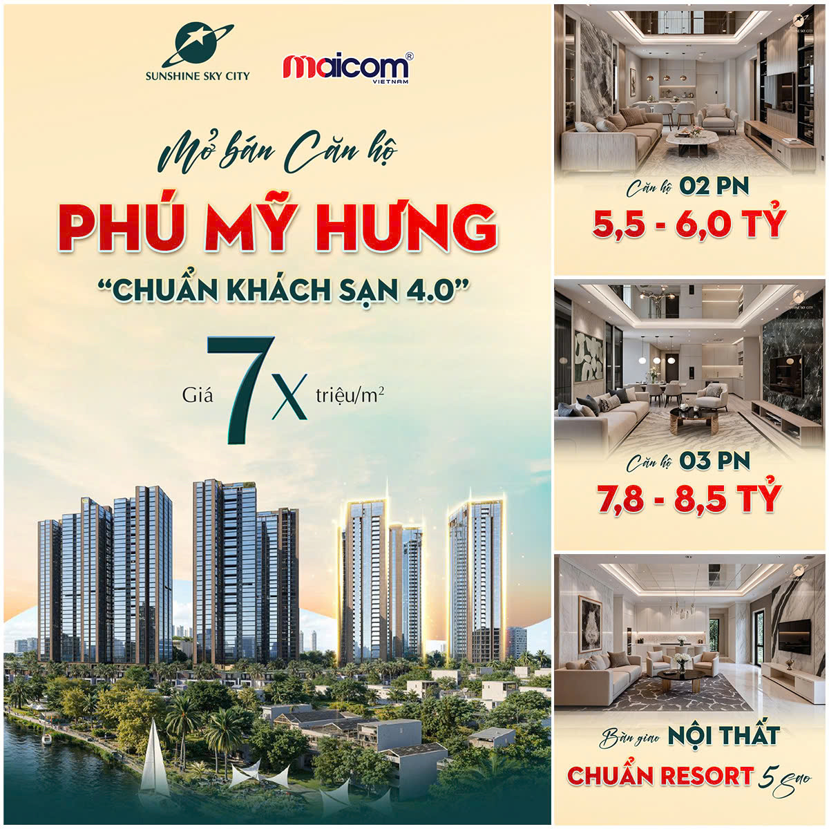 Chính thức nhận booking tòa V7 - V8 - V9 dự án Sunshine Sky City Quận 7, giá chỉ từ 7x triệu/m2