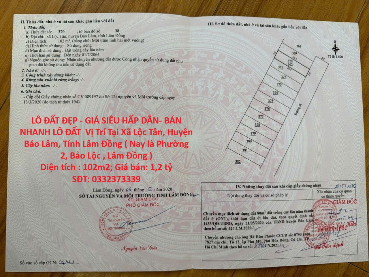 LÔ ĐẤT ĐẸP - GIÁ SIÊU HẤP DẪN- BÁN NHANH LÔ ĐẤT  Vị Trí Tại Phường 2, TP Bảo Lộc, Tỉnh Lâm Đồng