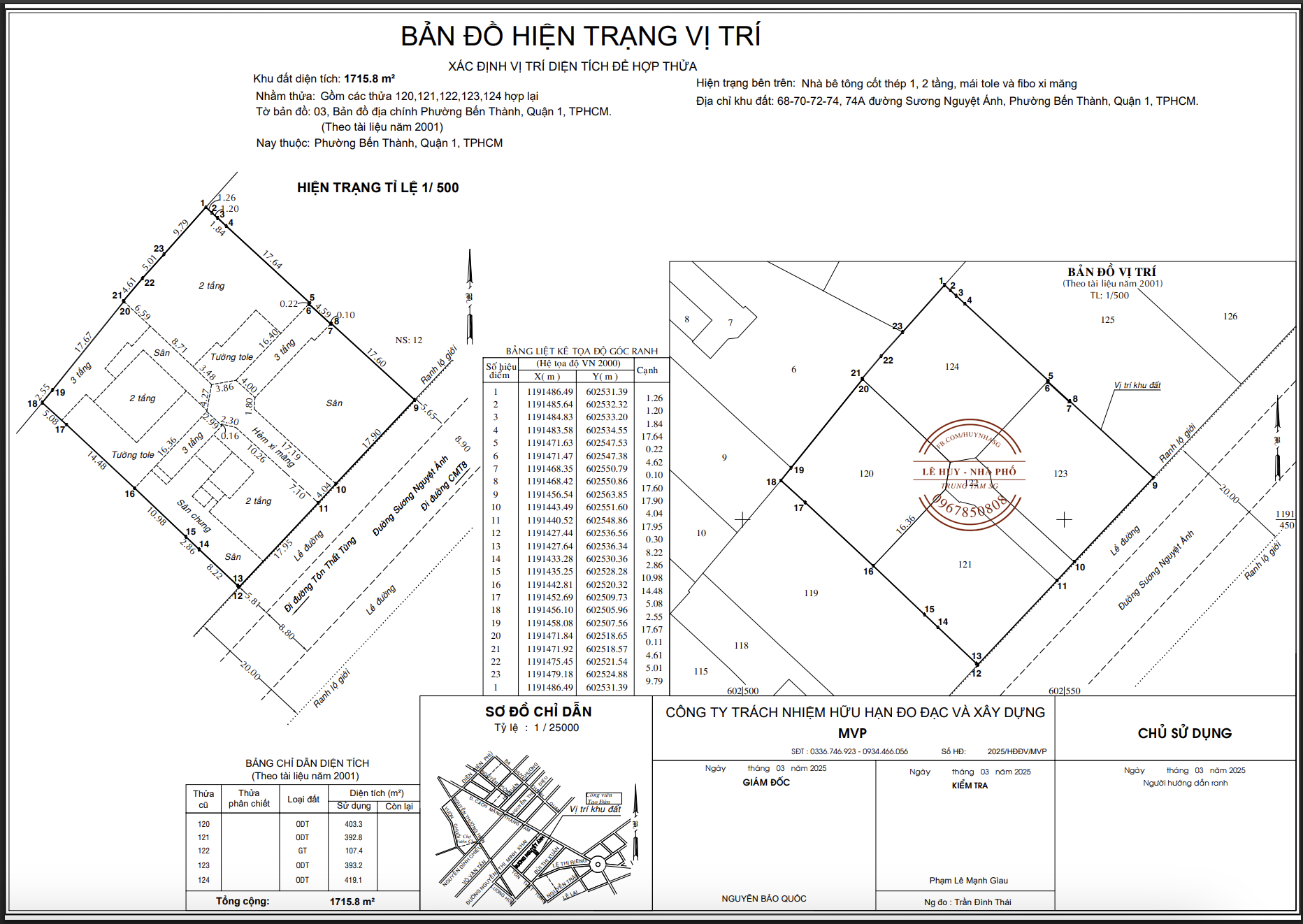 Đất 40 x 40 ~ 1715m² - Mặt tiền 68 Sương Nguyệt Ánh Bến Thành, Quận 1 (Quy hoạch xây khách sạn)