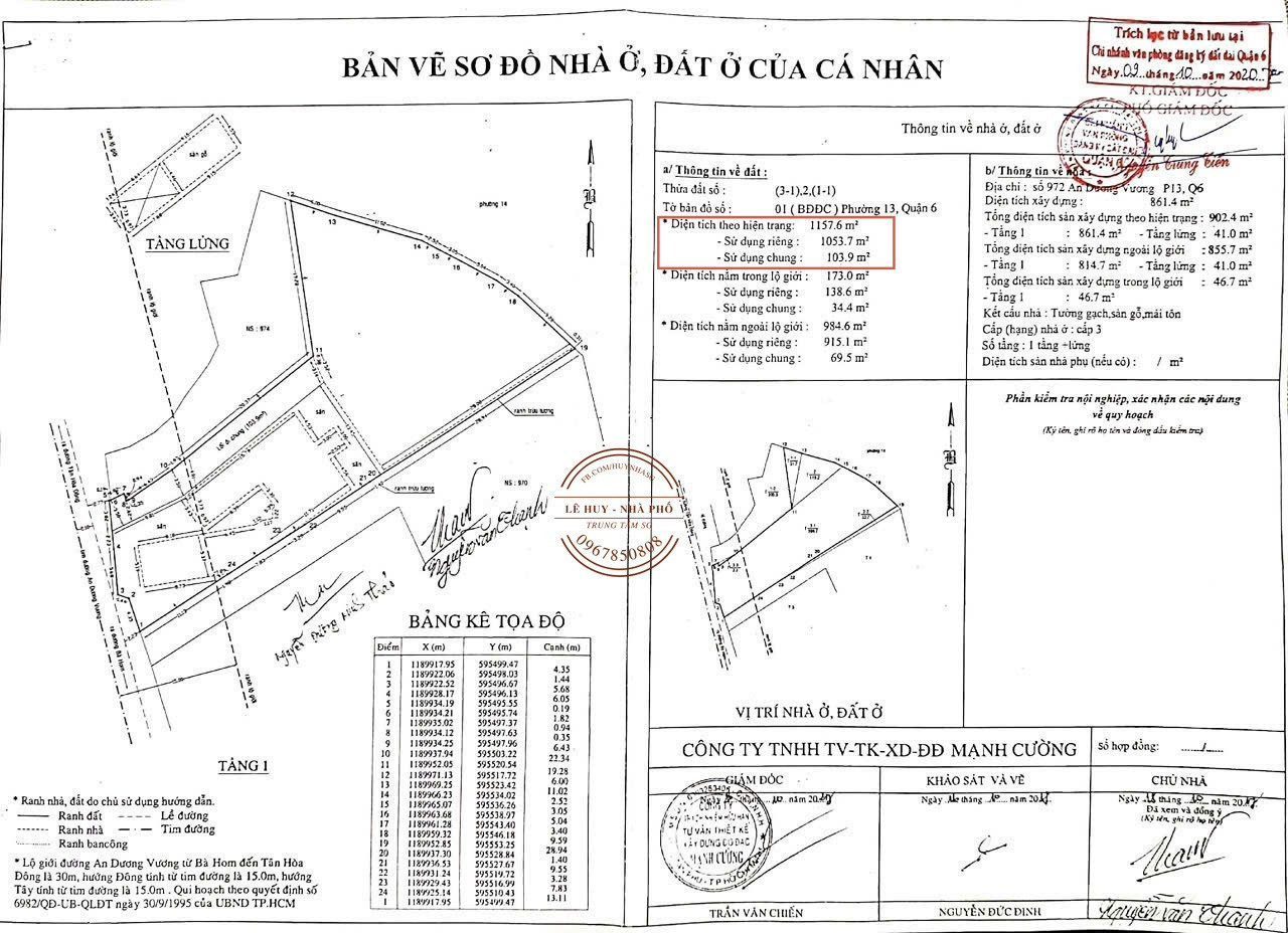Bán [1157,7m2] Mặt Tiền 972 An Dương Vương, Phú Lâm, Quận 6