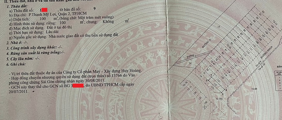Bán đất KDC Huy Hoàng, Đường TML 61, Cạnh chung cư Vista Verde