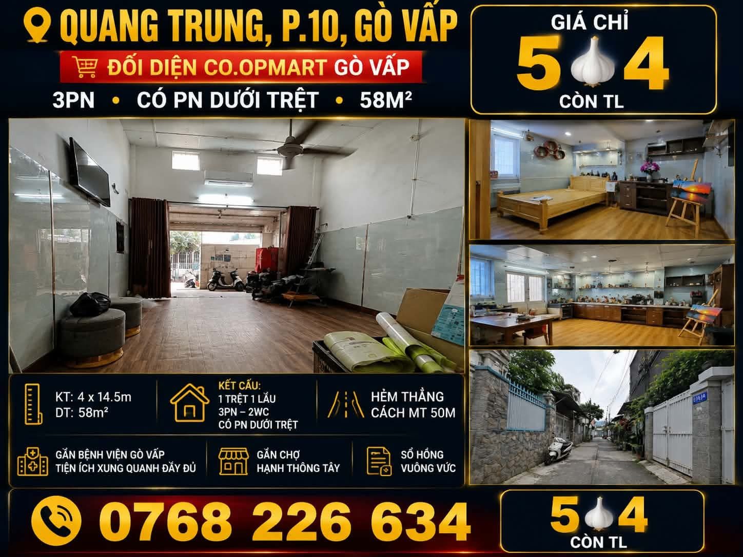 Bán Nhà riêng 48m2 có sẵn 48 m2 thổ cư giá 5.4 tỷ tại Đường Quang Trung Phường 11 Quận Gò Vấp TP. Hồ Chí Minh