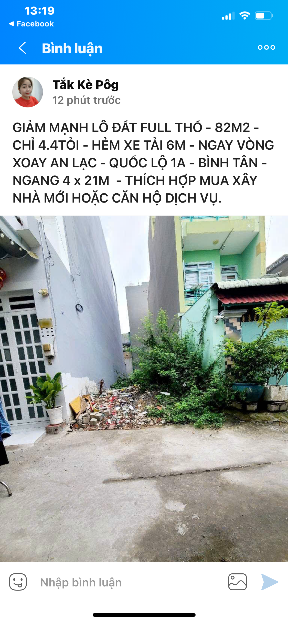 BÁN ĐẤT FULL THỔ 82M2 – HẺM TẢI 6M – NGAY VÒNG XOAY AN LẠC – CHỈ 4.4 TỶ