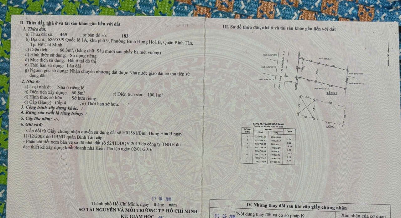 Chính chủ Bán nhà Ngang 5x14m. Cách Đường Kênh Tham Lương Bến Cát 200m