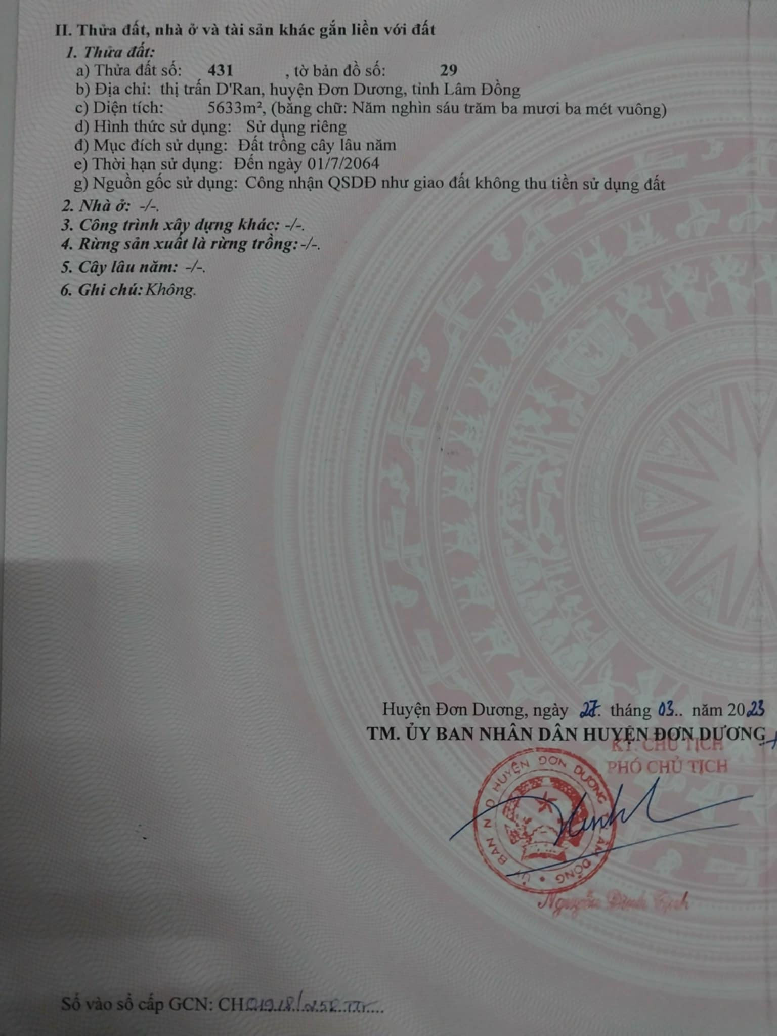 Đất vườn tại Dran có thổ cư mà chỉ hơn 1tỷ/sào - Quá rẻ