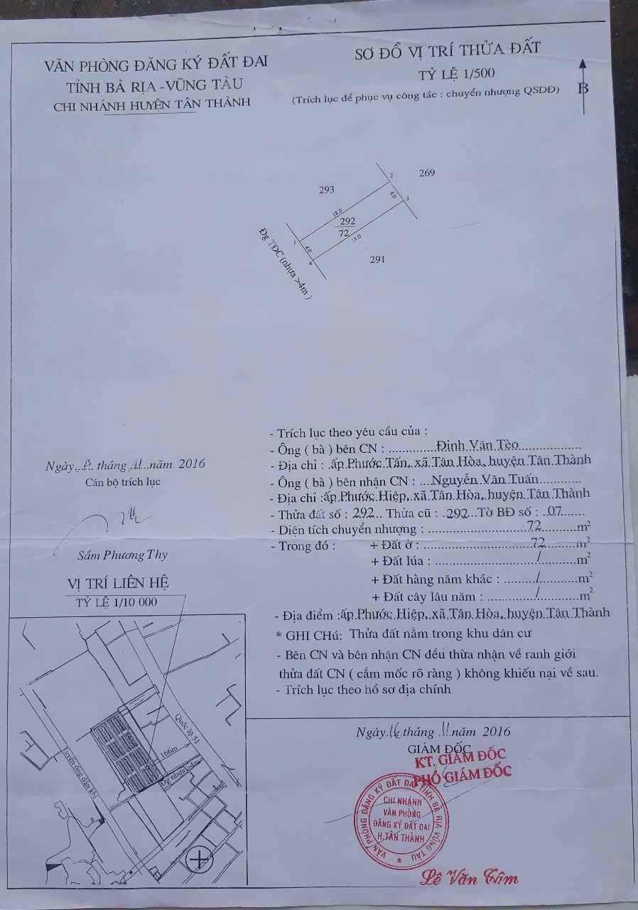 Bán đất tái định cư Tân Hòa Phú Mỹ, 72m² full thổ cư, chính chủ sổ sẵn.