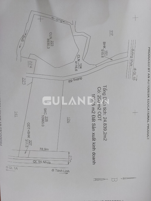 Bán đất SKC mặt tiền đường QL55B