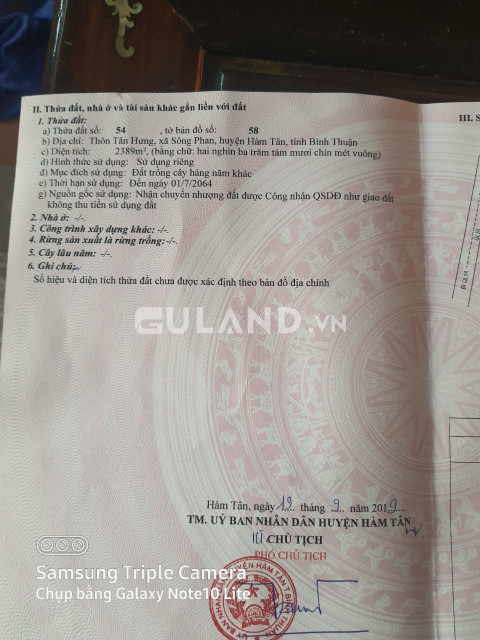 Bán đất mặt tiền quận quốc lộ 55B, gần nút giao cao tốc Sông Phan