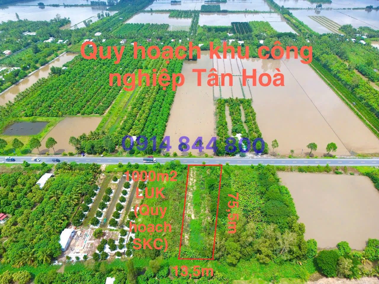 Bán đất 1019.9m² ngang 13m giá 1.2 tỷ tại Đường Quốc Lộ 61C Xã Tân Hòa