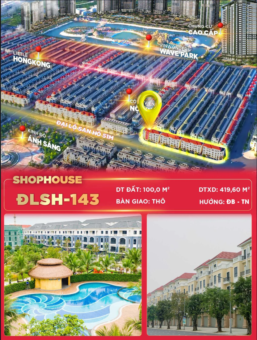 💥 SHOPHOUSE ĐẠI LỘ SAN HÔ – DIỆN TÍCH XÂY DỰNG 419M² CỰC ĐẸP