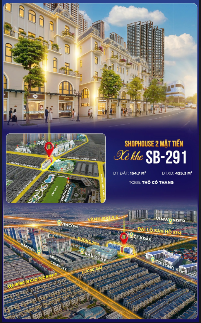 BÁN SHOPHOUSE SAO BIỂN SB-291 – 2 MẶT TIỀN KINH DOANH ĐẮC ĐỊA – GIÁ ĐẦU TƯ CỰC TỐT