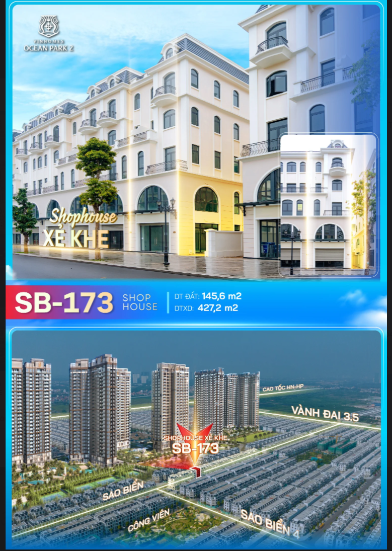 CẮT LỖ CĂN XẺ KHE SAO BIỂN SB-173 – 145,6M² – GIÁ ĐẦU TƯ CỰC TỐT