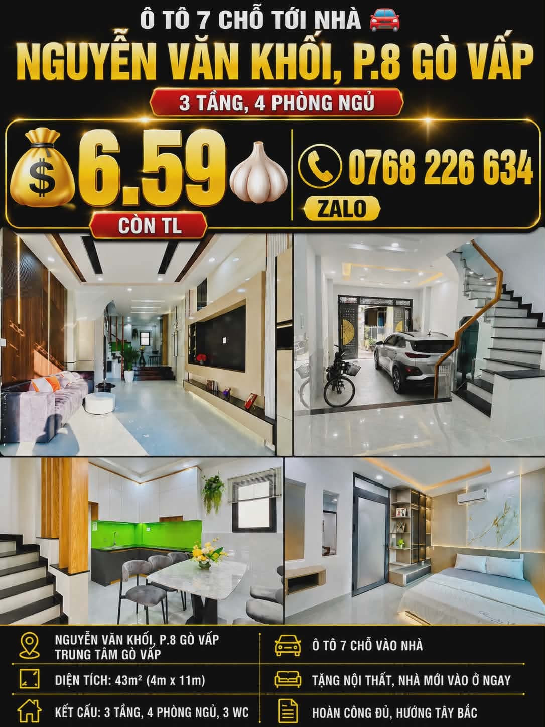 🏡 ĐƯỜNG SỐ 3 P.9 GÒ VẤP • NGANG 5.5M • 4 TẦNG 4PN •