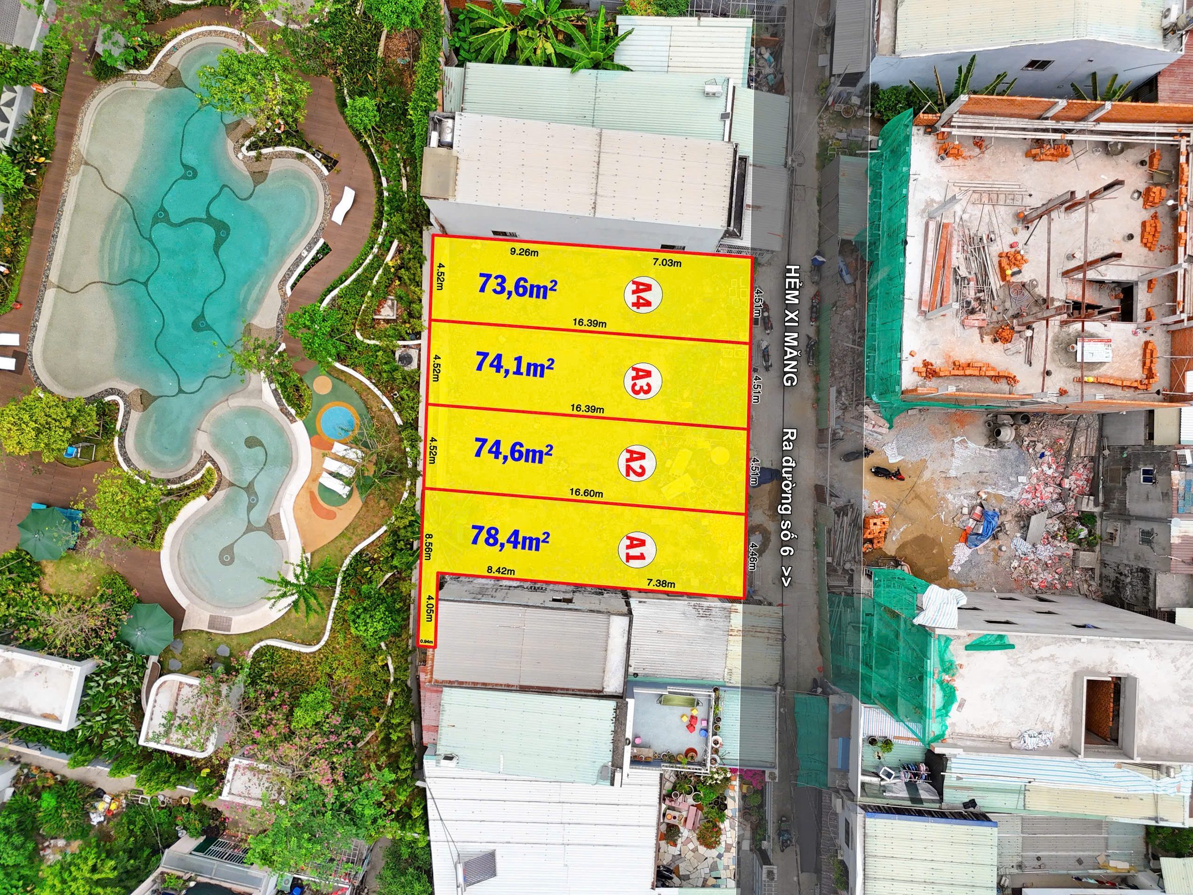 Bán đất 78m² full thổ cư ngang 4,5m giá 5.3 tỷ tại đường Số 6 Phường Hiệp Bình
