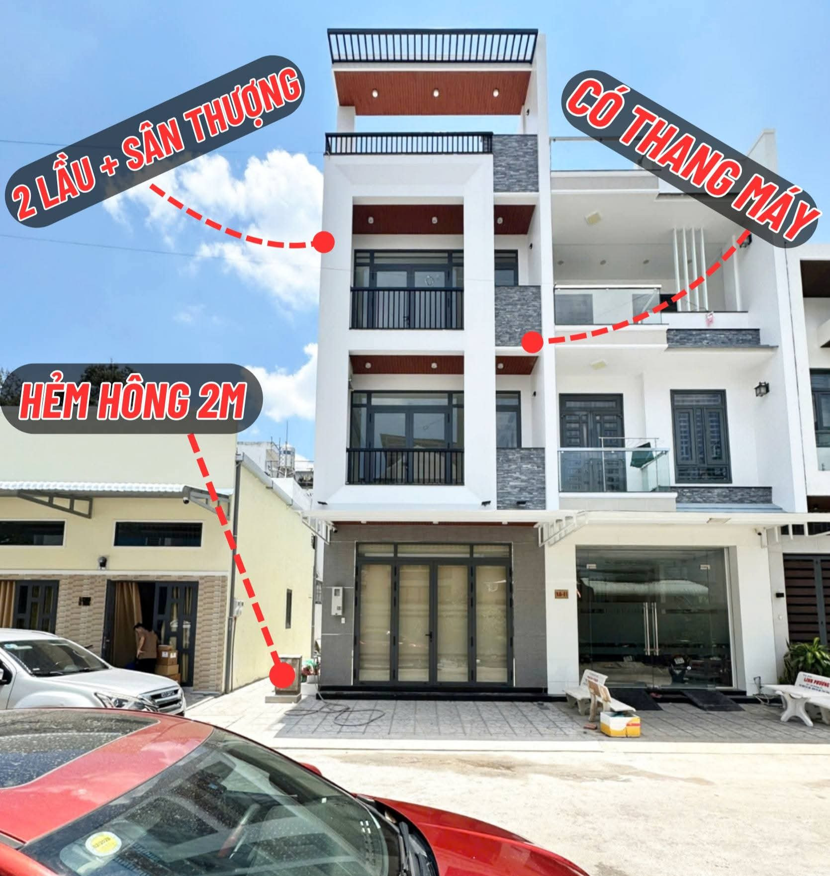 ❌️NHÀ 2 LẦU SÂN THƯỢNG CÓ THANG MÁY - HẺM HÔNG 2M KDC CÔNG AN