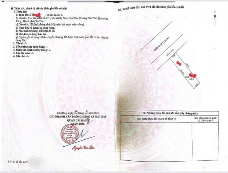 Bán đất 120m² full thổ cư ngang 5m giá 3 tỷ tại Đường số 9 Phường Hưng Phú