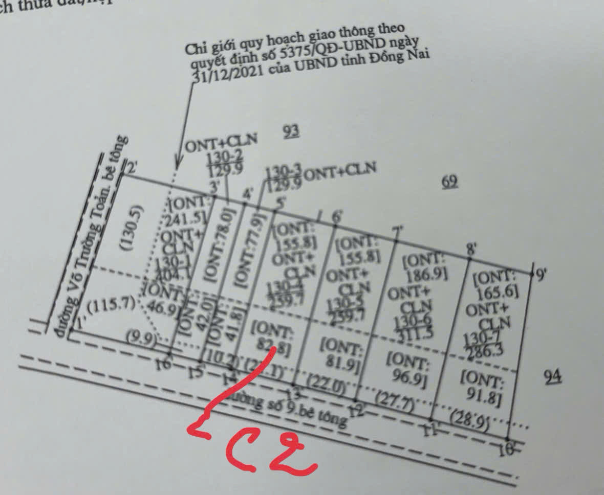 Bán đất 130m² có sẵn 120m² thổ cư ngang 5m giá 1.65 tỷ tại Đường Số 9 Xã Xuân Lộc