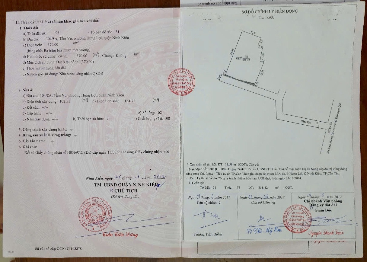 Bán nhà 258m, cos 9 căn phòng trọ đang cho thuê và một căn nhà cấp 4, thổ cư 100% đường Tầm vu
