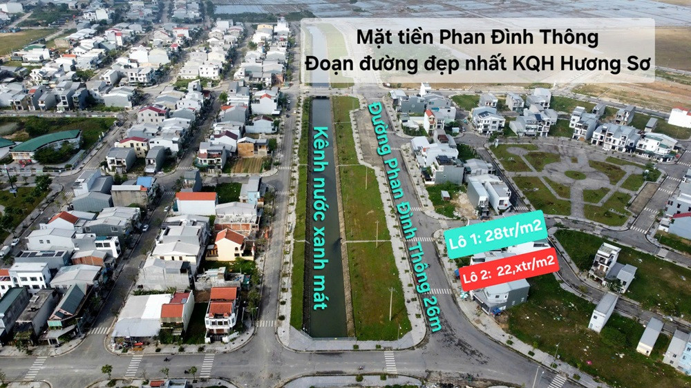 💥🌟 Bán 2 lô Mặt tiền Phan Đình Thông rộng 26m - đoạn đường đẹp nhất KQH Hương Sơ