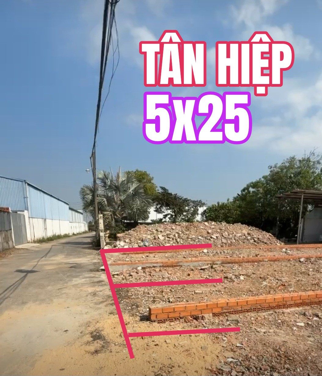 🟥Bán đất 125m² có sẵn 100m² thổ cư ngang 5m giá 3.1 tỷ tại Đường Tân Hiệp 3 Xã Hóc Môn