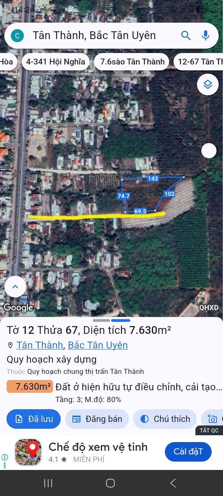 Bán Đất 7630m² giá 22 tỷ tại Đường Tân Thành 44 Xã Tân Thành Huyện Bắc Tân Uyên Bình Dương