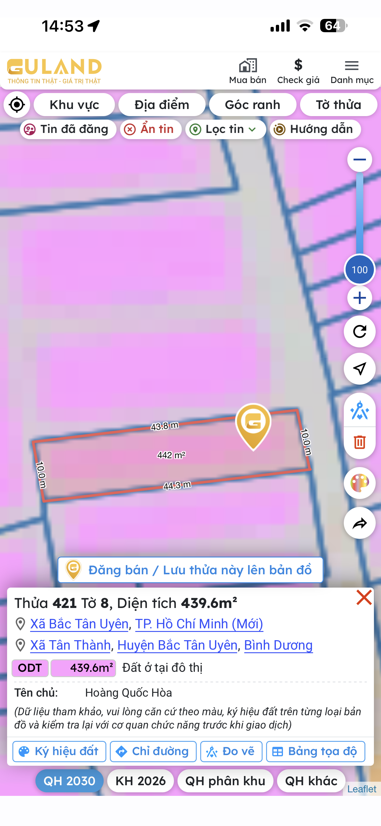 Bán nhà 439.6m² ngang 10m giá 3.9tỷ tại khu Công Nghiệp Công Nghệ Cao Xã Bắc Tân Uyên