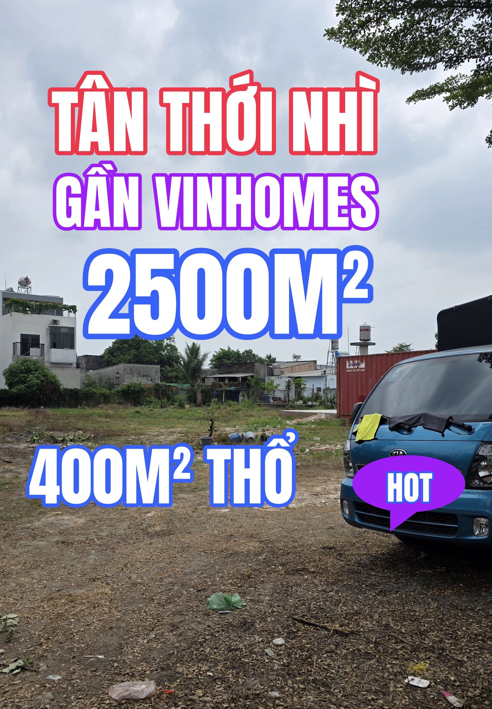 🟥Bán đất Tân Thới Nhì gần VinHomes 2500m² có sẵn 400m² thổ cư giá 26 tỷ Xã Xuân Thới Sơn