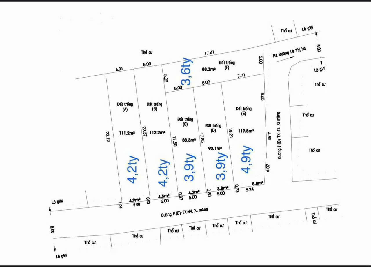 Bán đất 90m² ngang 5m giá 3.7 tỷ Xã Hóc Môn - Đã bán