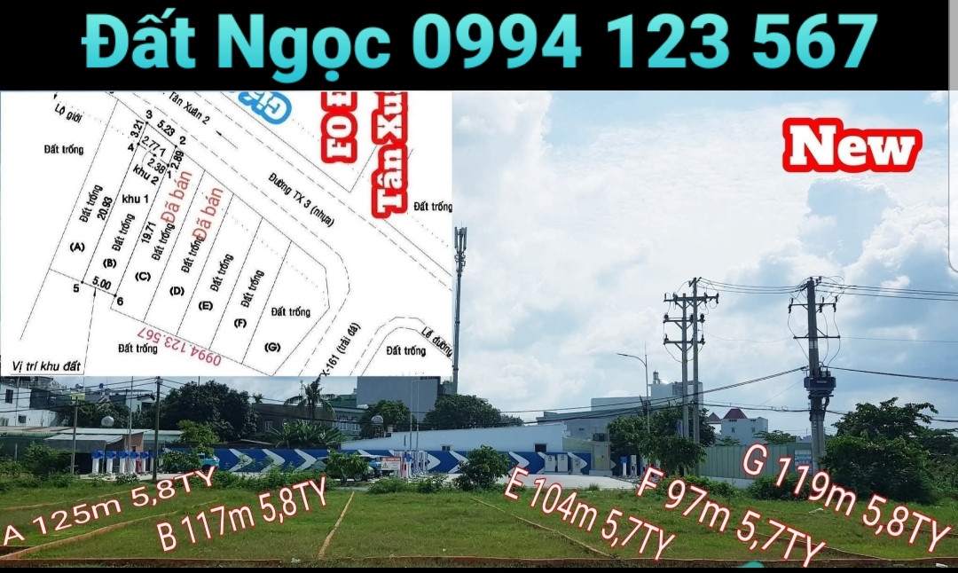 Đất nền khu VIP ngang 5x25m thổ cư giá 5.65 tỷ Tân Xuân, Hóc Môn