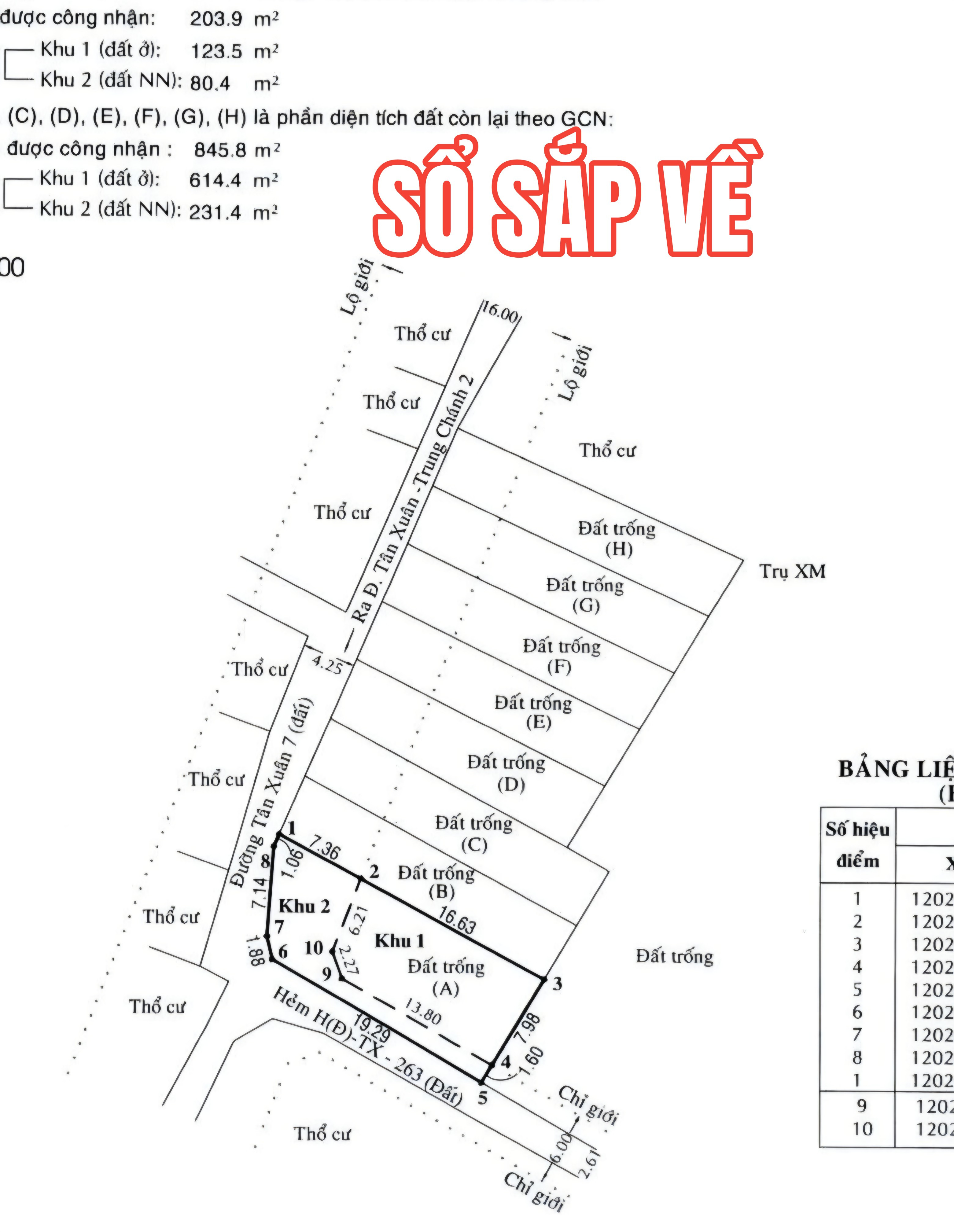 🔴Mua đất tìm lô góc, có ngay Bán lô 2MT Tân Xuân 203m² 8x25m giá 4,9 tỷ Xã Hóc Môn