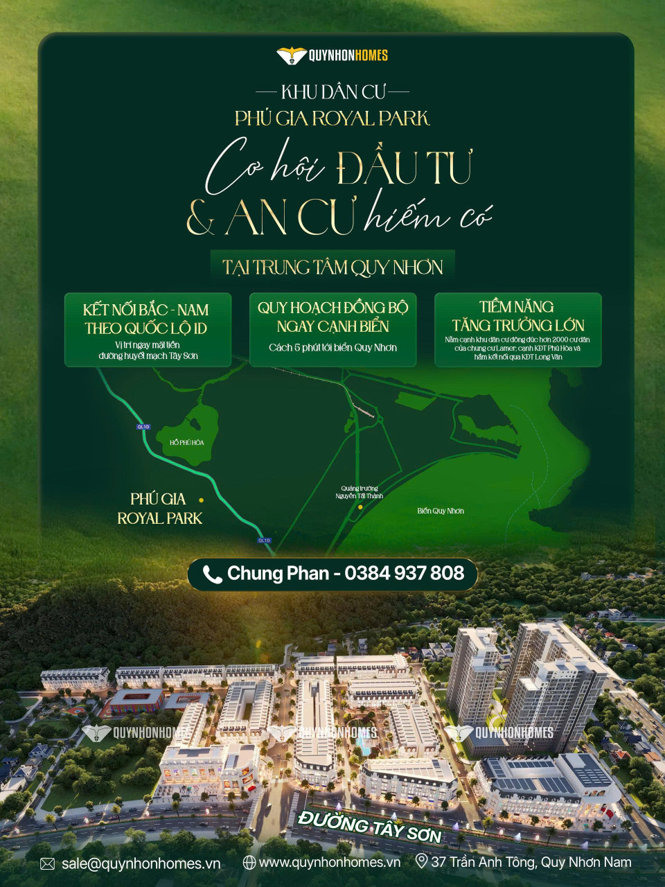 Chỉ với 1.2 tỷ sở hữu ngay Biệt thự liền kề Phú Gia Royal Park - Giữa lòng TP biển Quy Nhơn.