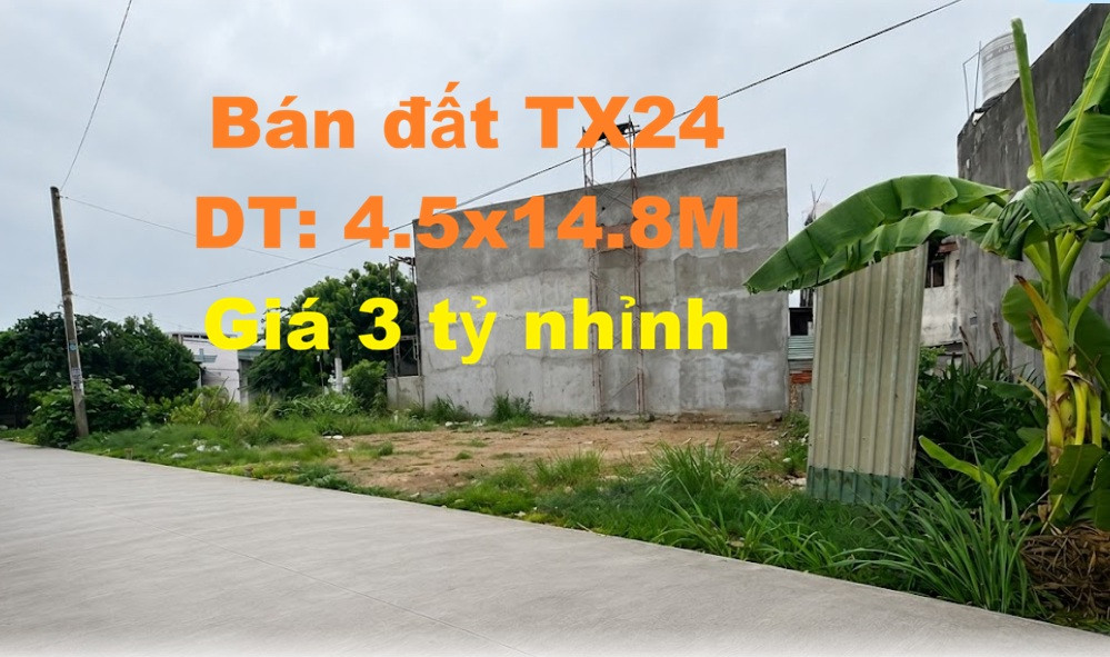 Bán đất TX24 Thới An Quận 12, diện tích 66.3m2, ngang 4.5m, sổ hồng riêng, không quy hoạch, gần Tô Ngọc Vân và chợ Minh Phát.