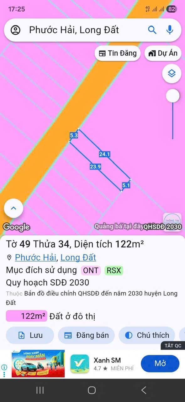 Chủ Ngộp Bán Lỗ 200tr Lô Đẹp Ngay Vườn Xoài - DT 122m2 Sẵn 100m Thổ Cư - Cách Biển 4km