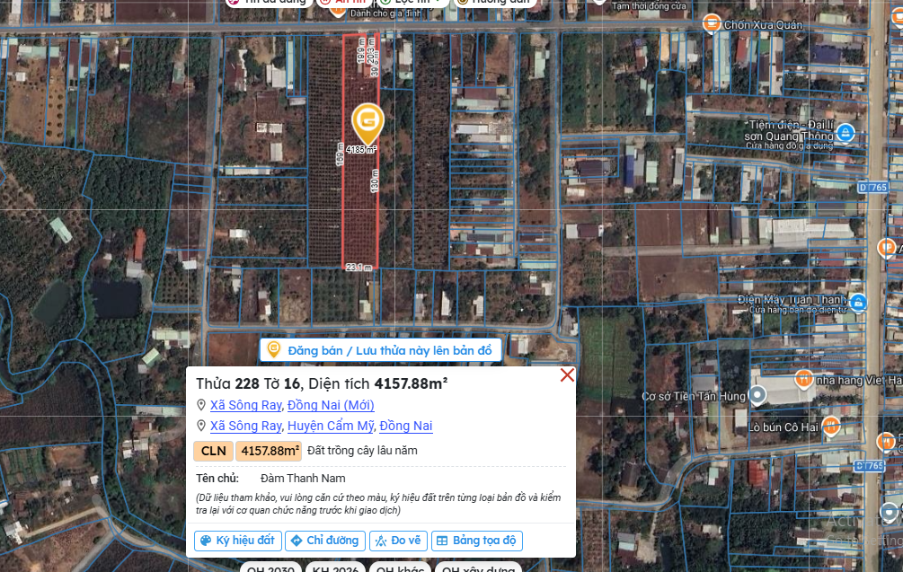 ĐẤT 3918M², NGANG 10M NỞ 20M, CẨM MỸ, ĐỒNG NAI