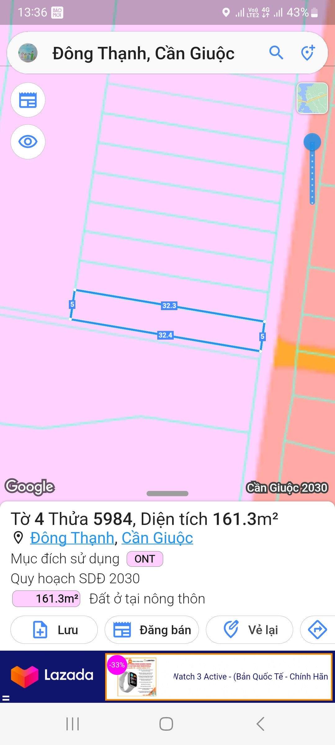 Bán Đất 159m2 có sẵn 159 m2 thổ cư giá 1.7 tỷ tại Đường Tỉnh 830 Xã Đông Thạnh Huyện Cần Giuộc Long An