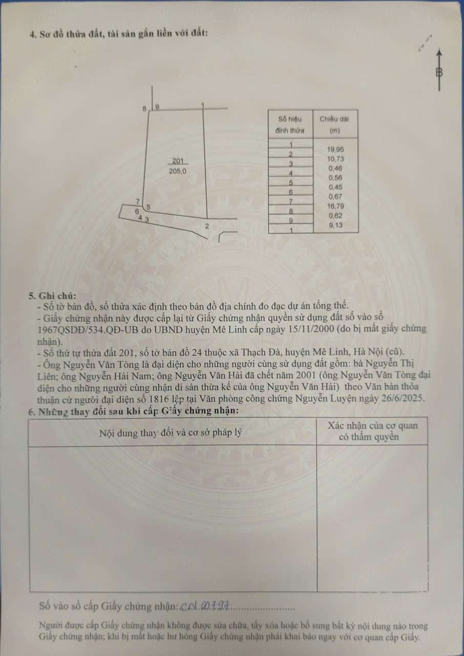 Chính chủ bán đất thổ cư Thạch Đà Mê Linh 205m² – MT 10,7m – Ô tô vào – Cách TL312 50m – Gần Vành đai 4